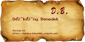 Dékány Benedek névjegykártya