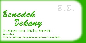 benedek dekany business card