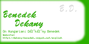 benedek dekany business card